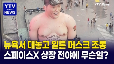 뉴욕 한복판에 뜬 기괴한 '반라의 머스크'...스페이스X 상장 전야에 무슨 일이