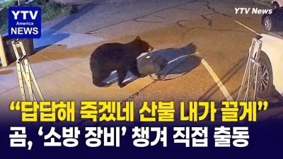 "비켜! 불은 내가 끈다" 소방관 들려서 진압 장비 들고 튄 곰?